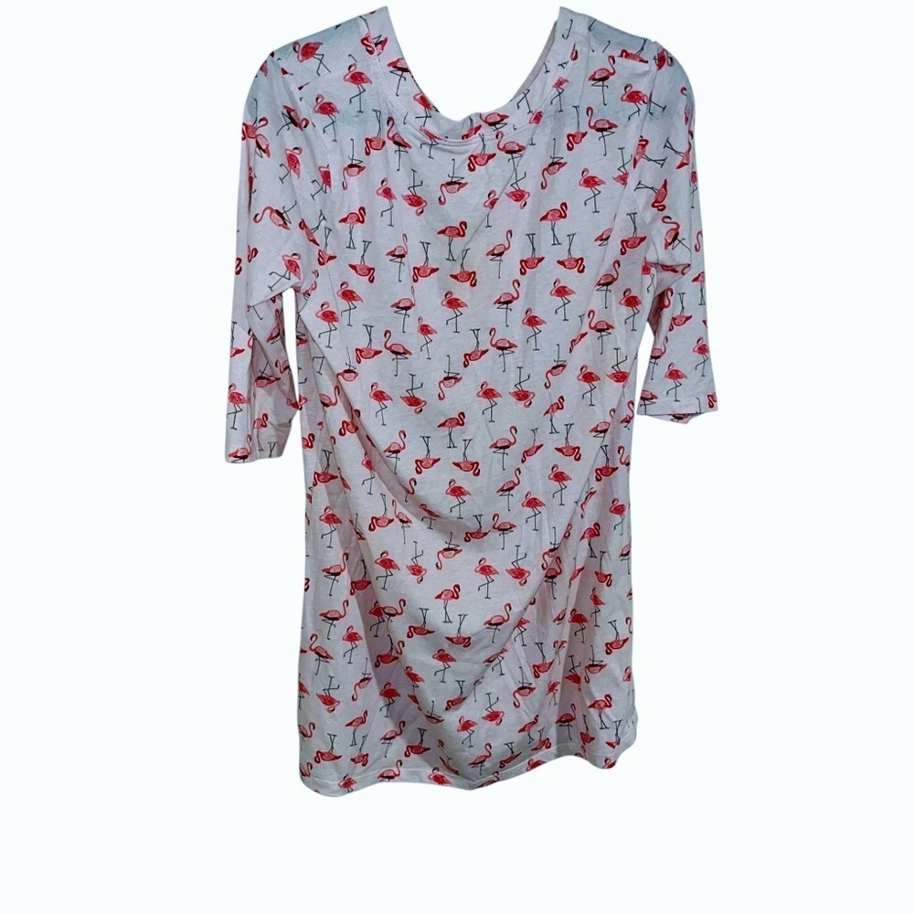 Pink flamingo nightgown sleep shirt nightshirt white orchid medium m med - Picture 2 of 5